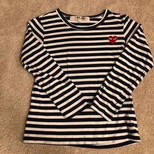 Comme des Garcons Striped Long Sleeve with Heart Patch